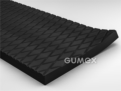 KARO PROFIL, 10mm, width 1200mm, 65°ShA, rautes Muster, SBR, -25°C/+70°C, schwarz, 